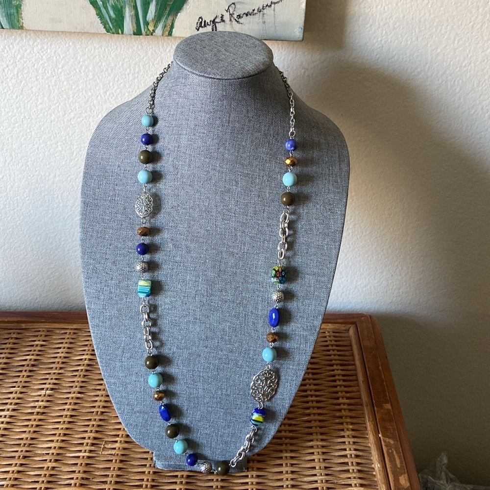 Vintage Mixed Materials Long Necklace
